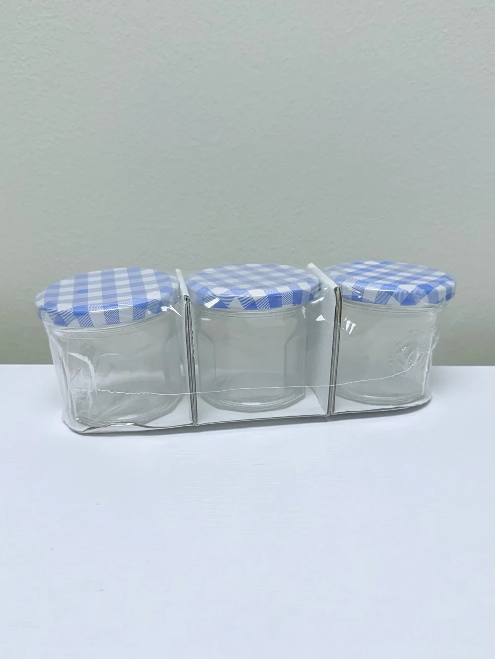 Set of 3 Small Glass Jars with Blue Gingham Lids Target Bullseye Playground